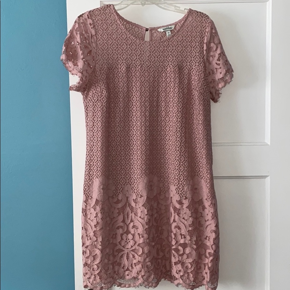 Women’s dress, size XL. Mauve color, lace detail.